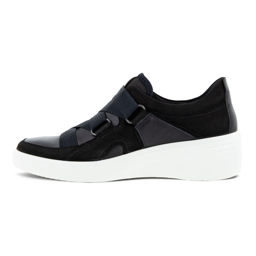 ECCO Womens Sneakers Black - Soft 7 Wedge - CBN-083657